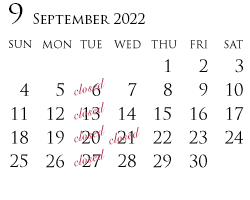 カレンダー9月